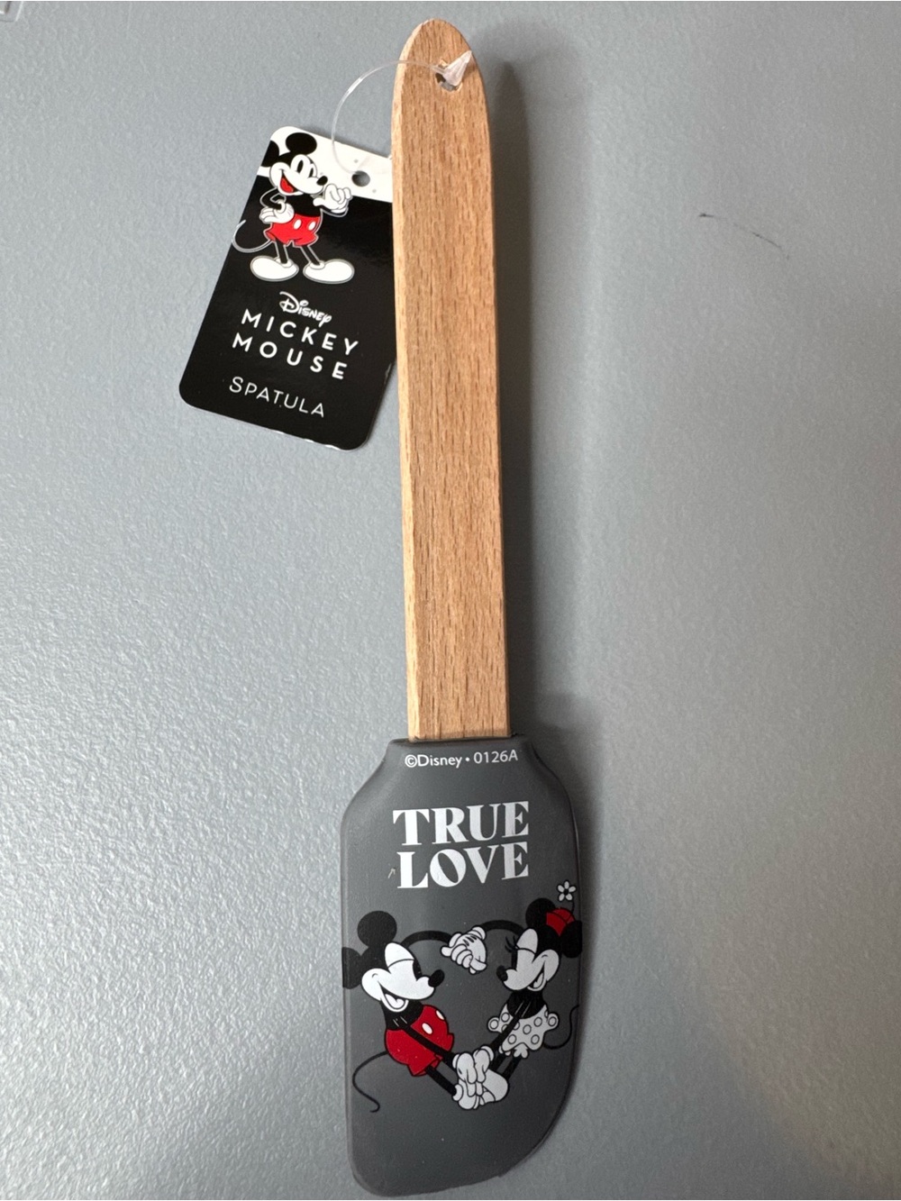 Disney Gray 'True Love' Mickey & Minnie Silicone Spatula w/ Wooden Handle hearts